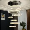 Modern stairwell chandelier duplex building crystal villa living room lamps and lanterns simple round staircase long chandeliers