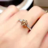 Chic 1 Champagne Crystal Morgan Zircon diamanter ädelstenar ringar för kvinnor 6 prongs inställning pt950 vitguld färg smycken