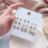 Luxe kunstmatige diamanten parels oorbellen zon en sterren stijl ontwerp mooie vrouwen 9 paren studs groothandel per set