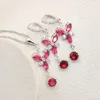 Earrings & Necklace Classic Red Zircon Wedding Jewelry Set For Women Silver Color Branch Bracelet Pendant Christmas Gift Dubai