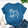 T-shirts pour femmes Cadeau de fête des mères T-shirts Femmes Casual Soft Loose Fit Tops Lettres Imprimer Maman's Life Summer T-Shirt Camisetas