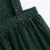 Frauen Fashion Floral Print Midi Kleid Vintage Quadrat Kragen Rüschen Strap Weibliche es Weste Vestido 210430