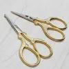 Stainless Steel Handmade Scissors Round Head Nose Hair Clipper Retro Plated Household Tailor Shears Embroidery Sewing Beauty Tools DHP02
