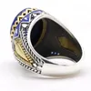 Cluster Ringe 925 Silber Ring für Männer Lapis Lazuli Naturstein Schmuck Mode Vintage Geschenk Glück Liebe Energie Frauen