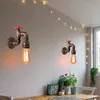 Amerikanska vintage vägglampor singelhuvud sänglampor väggljus retro järn rost vatten rörljus sconce dekor 210724