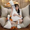 Simulation Bow Goose Plush Toy 80cm big lifelike White Goose Hug Pillow Stuffed Plushie Duck doll toys for Children Birthday Y211119