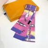 Écharpe de designer de luxe pour femme, copie de lettre de mode, écharpes, cravates, faisceaux de cheveux, matériau 100 % soie Wraps Around The World Bandeau