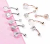 5pcs Sexy 316L Surgical Steel Bar Belly Button Rings Women Crystal Ball Girls Navel Piercing Barbell Earring Stone Body Jewelry Set GC162