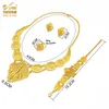 Dubai African Gold Jewelry Set For Women Ethiopian Wedding Luxury Nigerian Bride Necklace Earrings Bracelet Ring Jewellery Gifts H1022