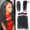 Deep Wave With Closure human Hair Bundles with 4x4 Lace Closure Brazilian hair lace closure with bundle Unprocessed Human Hair Extension