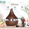 300ml elétrico Ultrasonic Air Humidifier USB Aroma Difusor de Óleo Essencial Aromaterapia Madeira Cool Mist fabricante LED luz para casa 210724