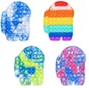 Mega Jumbo Rainbow Tie Dye Bubble Poppers Board Fidget Sensory Push Finger Game Pussel Leksaker Poo-Dess stora Stor Storlek Med Carabiner Key Ring Bag Pendant H4237HX