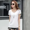 Szczupła z krótkim rękawem Damskie koszule Lato Kobieta T-shirt Blue Green White Casual T Shirt Damskie Topy Soft Cotton Tee Koszula 210608