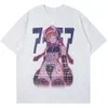 Aolamegs hommes t-shirts Sexy Manga filles Kanji imprimer Anime été Baggy collège Style hauts mode Otaku Streetwear 210629