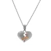 Hip Hop Style Micro Pave Broken Heart Pendant Halsband Guld- och Silver Chain Halsband