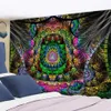 Indisk Mandala Psychedelic Flower Tapestry Vägg Hängande Astrologi Divination Bedspread Beach Matwitchcraft Hippie Färgglada 210609