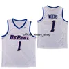 2020 New DePaul Blue Demons Basketball Jersey NCAA College 1 Romeo Weems Blanc Tout Cousu et Broderie Hommes Taille Jeunesse