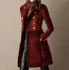 Women's Wool & Blends Women Autumn Winter Long Jacket Coat Black Double Breasted Belt Slim Fit Fleece Plus Size Ladies Trench Coats Elegant