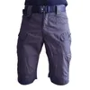 S-5XL Men's Classic Outdoor Waterproof Hiking Fishing Shorts Military Multi-pocket Tactical Cargo No Belt 210716