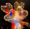 Party Decoration LED Bobo Balloon Flashing Light Heart Shaped Rose Flower Ball Transparent Balloons Wedding Valentine's Day Gift GWF141