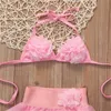 Criança bebê criança beachwear biquini biquíni natação traje de banho terno meninas rosa flor swimwear