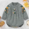 born Embroidery Knitted Romper Autumn Jumpsuit Clothes Long Sleeve Baby Girl Infant Clothing 210417