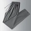 2021 Summer Mens Casual Elastic Waist pants Breathable Soft Stretch Ice Silk trousers Solid Joggers L-8XL Men Clothing NK007