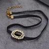 Big Letter Black Rope Chains Necklaces With Box Diamond Bling Charm Personality Jewelry Hip Hop Punk Unisex Necklace