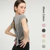 Vrouwen T-shirt Tops Kleding Vest Yoga Short-Mouwen Fitness Meisjes Joggers Oefening Na het uitvoeren van open vork Snelle droge schoonheid terug elastiek