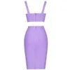 Bandage Dress Set Summer Women's Lilac Purple 2 Piece Set Kvinnor Outfits Födelsedag Tvådelar Klänning Set Bodycon Club Party 210608