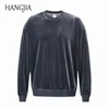 2021 Mens Urban Streetwear Velour Pullovers Sweatshirts Oversized Casual Solid Färg Långärmad Velvet Sweatshirt Hoodie Women H1206