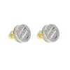 Stud Earrings Elegance Gold Plated Geometry Heart Round Iced Out Bling 5A Cubic Zircon Screw Back Women Fashion Hip Hop JewelryStud Effi22