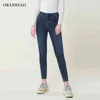 Cintura alta feminina Stretch Skinny Jeans Outono Inverno Hip Elevador Slim Denim Calças Sexy Calças Lavadas Moda Jean 210629
