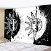Mandala-Wandteppich, weiß, schwarz, Sonne und Mond, Wandbehang, Bagua Hippie-Schlafsaal, Dekoration, Decke 210609