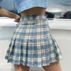 Heflashor lila preppy stil mini pläterade kjol kvinnor casual school kawaii plaid korta damer hög midja s 210708