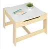 Comedor Mueble Conjunto de madera y silla para niños con dos bolsas de almacenamiento (un escritorio de una mesa dos)