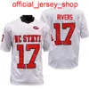NCAA College NC State North Carolina Wolfpack Football Jersey Philip Rivers White Red Black Storlek S-3XL All Stitched Broderi