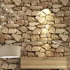 壁紙防水ヴィンテージ 3D ストーン効果壁紙ロールモダンな素朴なリアルなフェイクテクスチャ PVC 壁紙家の装飾