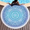 Ny rund strandhandduk Indisk Mandala Tapestry Mikrofiber badhanddukar BEAEK KVINNOR SHAWL YOGA MAT med tofsel picknick mattor 22 färger EWF7890