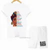 Melanin Women Print T-shirts et shorts Set Summer Je suis une reine forte deux pièces sexy pour Girldrop Ship Women039s Tshir3429768
