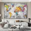 ビンテージ世界地図ポスター抽象的なレトロプリントキャンバス絵画屋内装飾壁アート写真のためのリビングルームの家の装飾