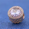 Rose Gold Metal Plated Lavendel Radiant Hearts Charm Bead Passar European Pandora Style Smycken Armband