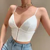 Kvinnors Sexig Spaghetti Strap Tube Tank Top Deep V Backless Wrapped Crop Tops Rimless Vest Streetwear Basic Camis Underwear 210517