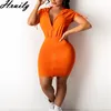 Women's Clothing Summer Short Sleeve Hooded Back Criss-cross Bandage Dresses High Waist Casual Knitted Plus Size 210515