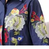 Printemps automne Floral brodé chemises Blouses Vintage col rabattu lanterne manches coton petit haut Chic femmes Blusas 210416
