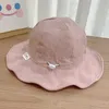2スタイルの夏の屋外の帽子紫外線保護赤ちゃんの太陽の帽子の女の子ピンクのコットンキャップ子供のビーチバケツの帽子（2-4歳のため）211023