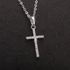 Kettingen Mode Vrouwelijke Hangers Dropshipping Goud Zwart Kleur Kristal Jesus Cross Hanger Ketting Sieraden voor Mannen/vrouwen Groothandel Accessoire