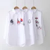 Blusas Femininas Camisas Blusas Femininas Brancas 2021 Manga Longa Algodão Bordado Senhora Casual Design de Botão Colarinho Feminino Camisa Feminina 5083