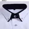 Spring Autumn Fashion Men Shirts Square Collar Button Down Cotton Long Sleeve Slim Fit White Khkai Pink Shirt 4XL 5XL 210412