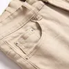 Basit Tasarım Slim Fit Erkek Pantolon Haki Rahat Streç Kot El Çizikler Tüm Maç Pantolon Pantaleses de Hombre